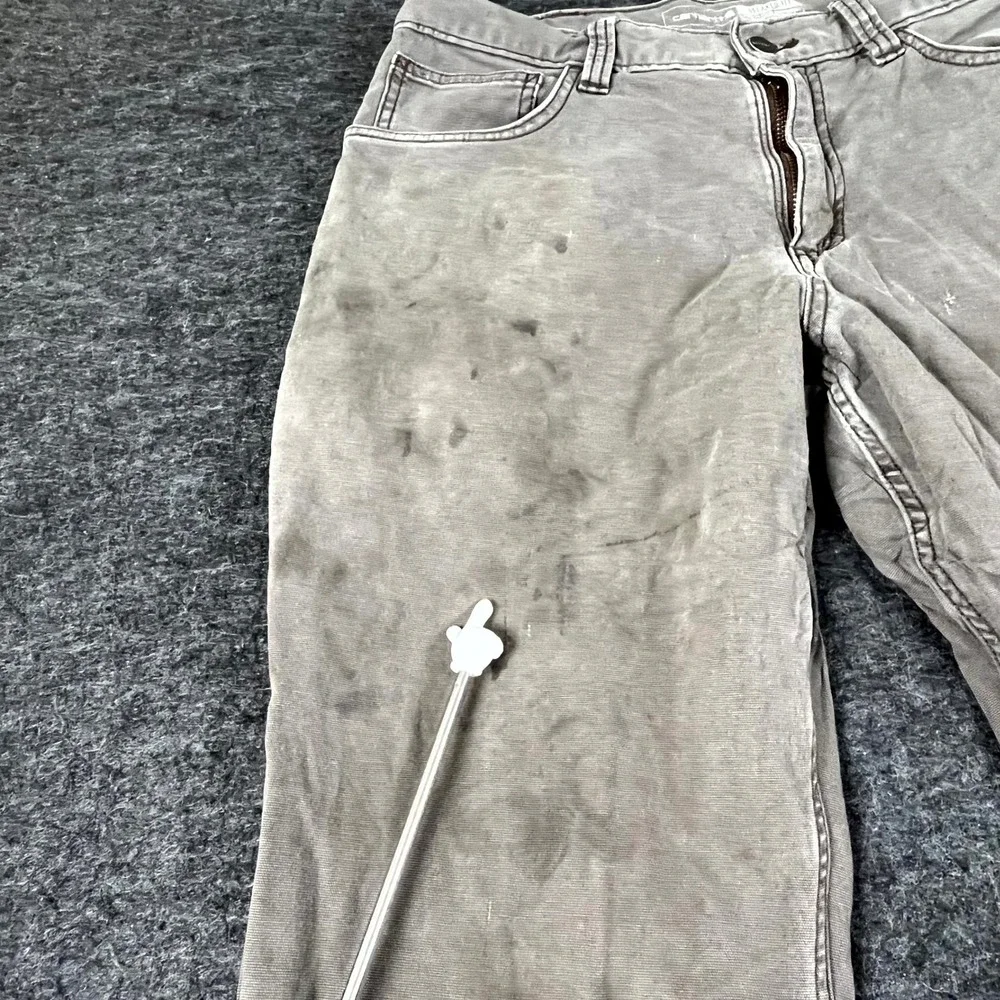 Carhartt Rugged Flex Relaxed Fit Work Pants Mens 33x32 Brown Canvas  Thrashed